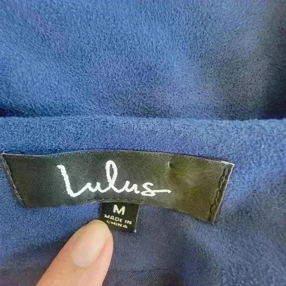 Lulus New Song Faux Suede Floral Embroidery Skirt Navy Blue Size Medium - Picture 7 of 9